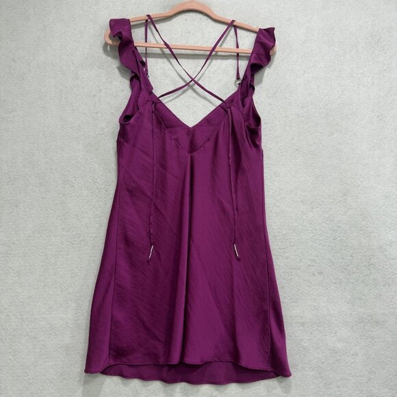 Free People Dress Womens Small Purple Intimately Strappy Ruffle Slip Mini V Neck - Picture 4 of 9